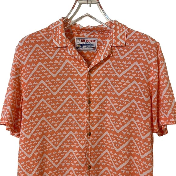 The Nutter by Chubbies Orange & White Patterned Button-Down Shirt - Size Medium - Picture 2 of 6
